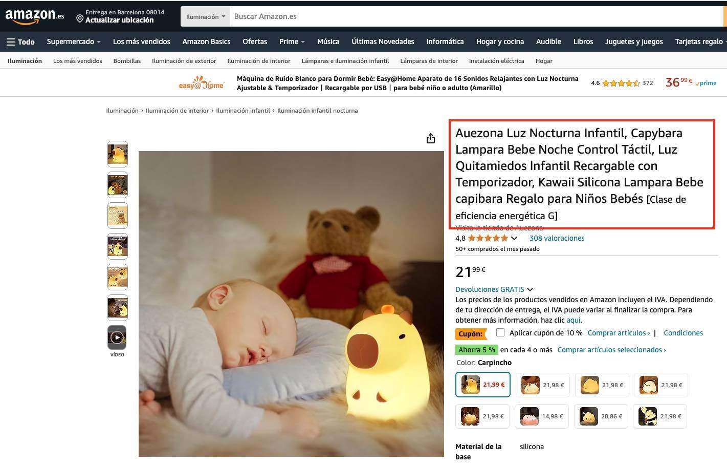 Ejemplo de título en Amazon