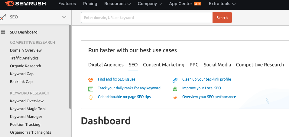 Semrush home