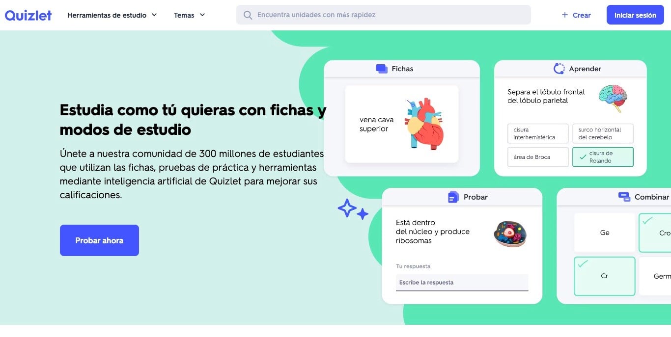 ejemplo de herramienta de mobile learning Quizlet