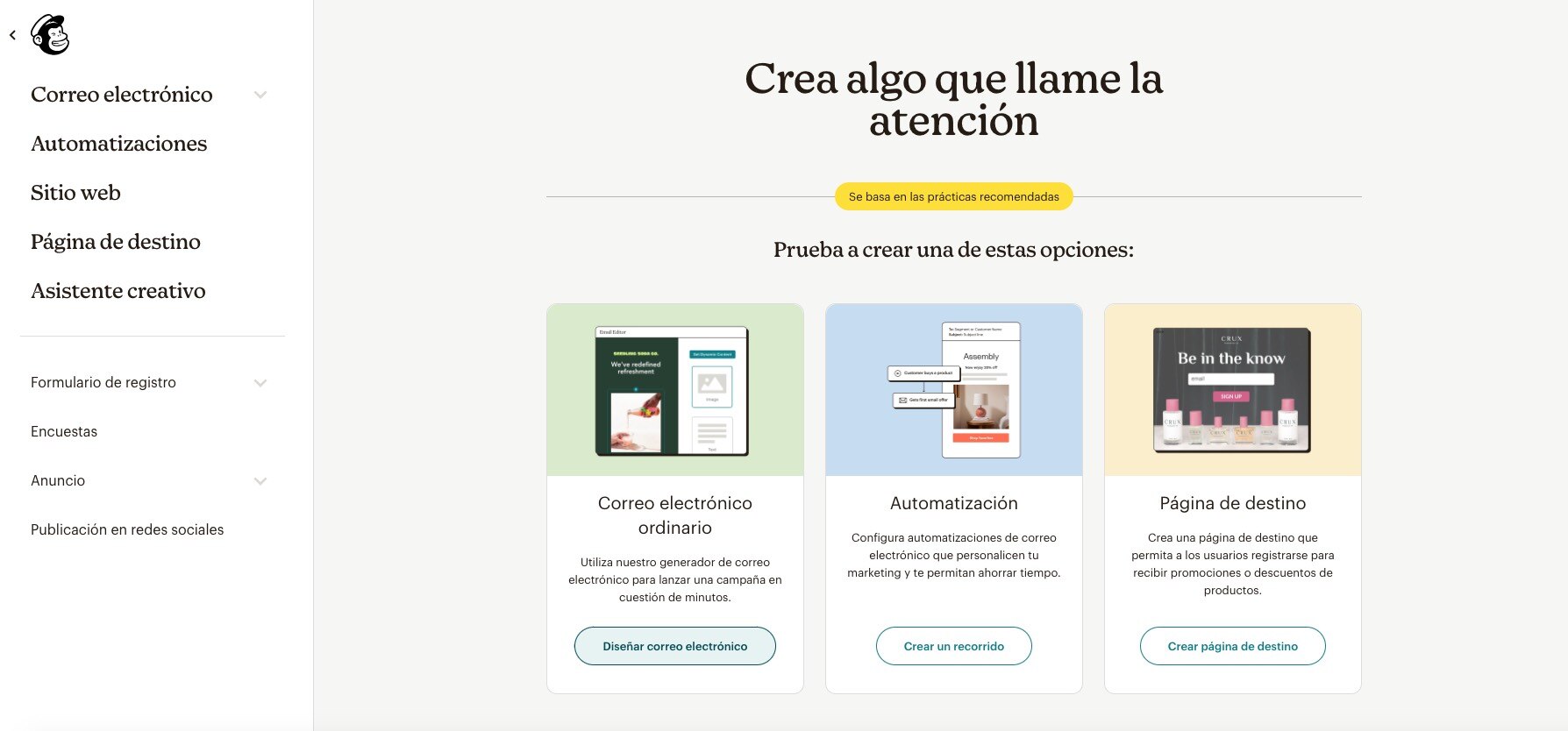 mailchimp crear campaña